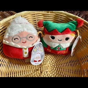 Squishmallow Nicolette Mrs. Claus and Emmy the Elf 4.5”